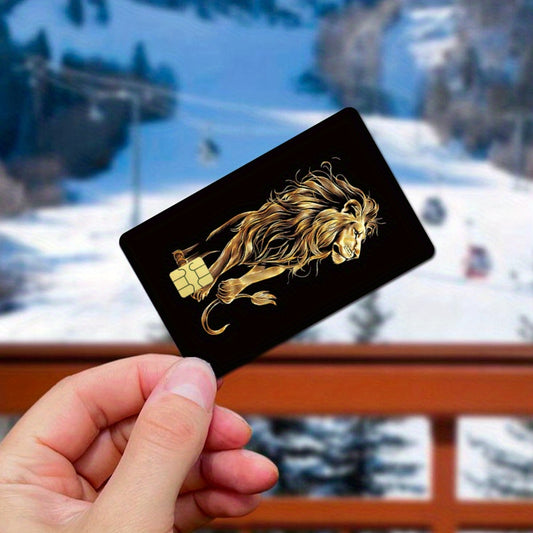 1 set of 2 styles / 1 set of 4 styles credit card stickers, cool Golden lion pattern credit card sticker set, debit card Light Beige, bank card fun Light Beige, holiday gift, frosted texture and comfortable touch, suitable fo