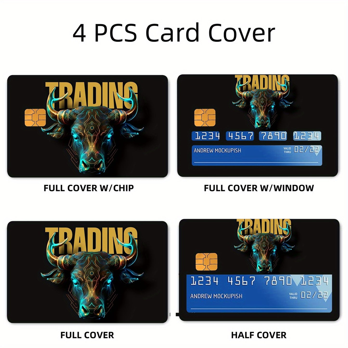 1 set of 4 thickened frosted credit card decorative stickers. Suitable for credit cards, bank cards, bus cards, removable self-adhesive decorative card stickers