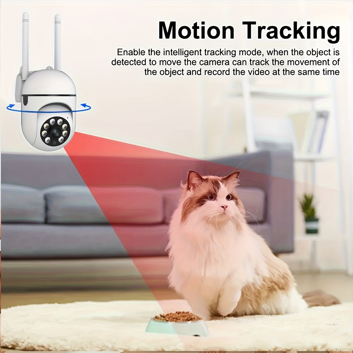 [Wi-Fi PTZ Night Vision Camera] 2.4GHz Wi-Fi 360° PTZ 1080P Night Vision Monitor - Home Security Camera with Intelligent Motion Detection, Alarm Push, Two-Way Audio