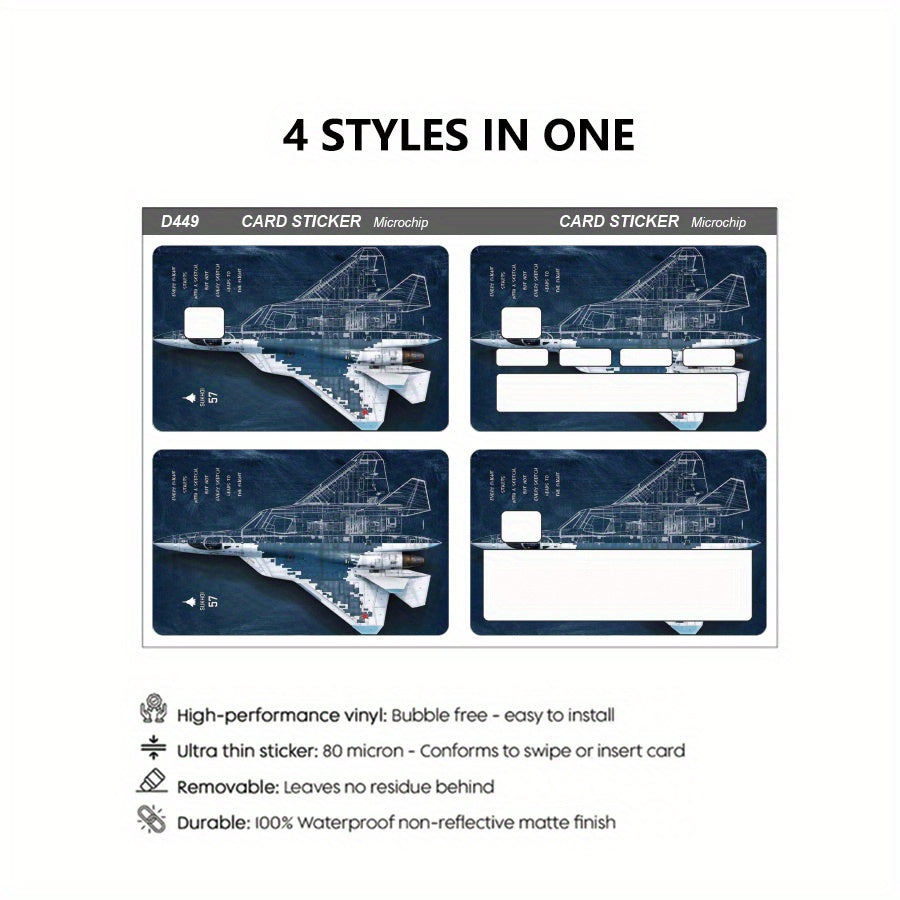 1 Set of 4 Exquisite Pattern Stickers, Fighter Jets, F22, Party Gifts, Suitable for EBT, Transportation, Keys, Credit Cards, Debit Cards, Bank Card Protection, Matte Texture, Digital Printing, Suitable for Small Credit Card P