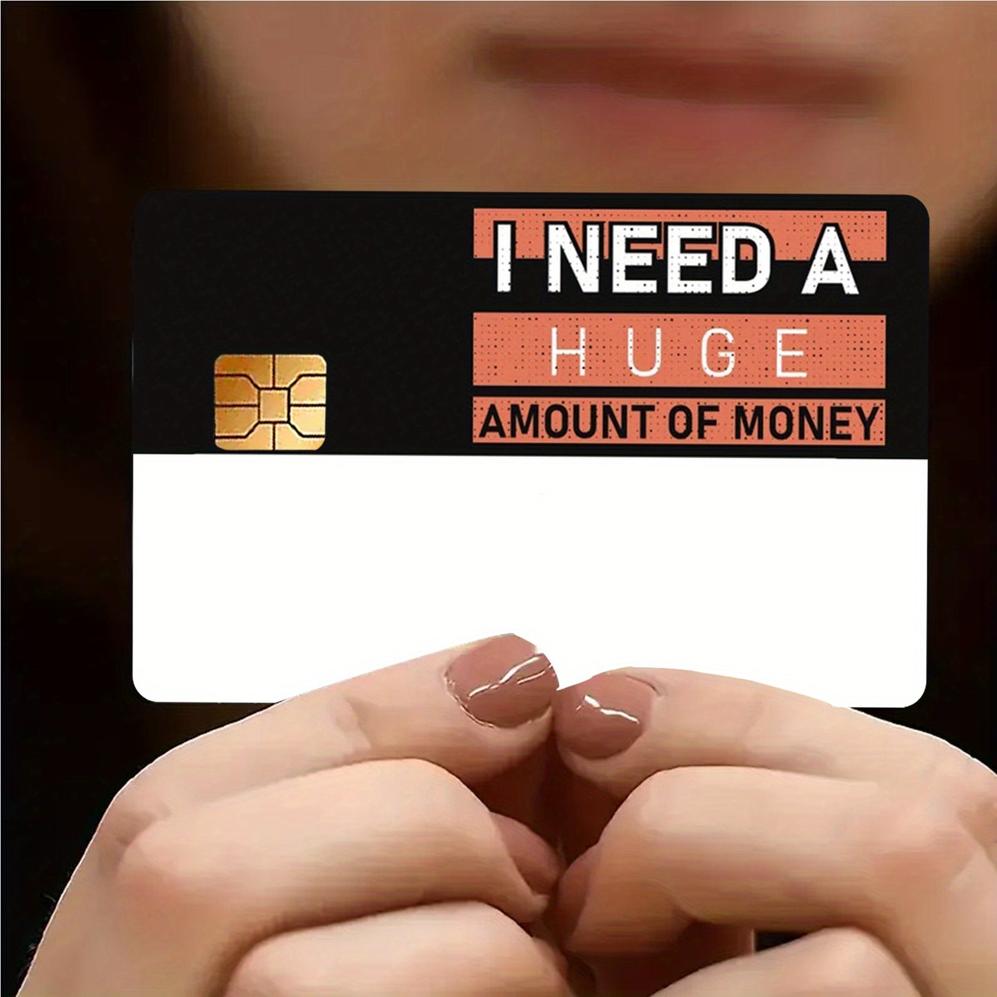 1 Set 2PS "I Need a Huge Amount of Money" Thickened Frosted Bus Card Credit Card Stickers Suitable for Credit Cards, Bank Cards, Debit Cards, Removable Self-Adhesive Decorative Card Stickers, Scratch-Resistant, Good Quality