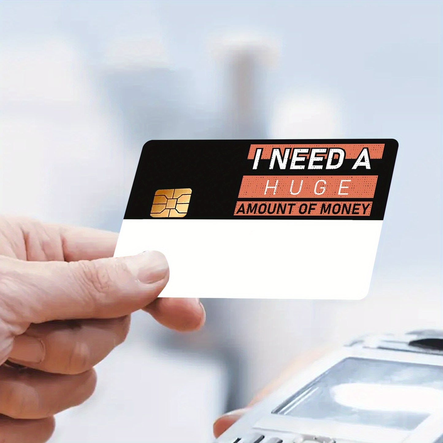 1 Set 2PS "I Need a Huge Amount of Money" Thickened Frosted Bus Card Credit Card Stickers Suitable for Credit Cards, Bank Cards, Debit Cards, Removable Self-Adhesive Decorative Card Stickers, Scratch-Resistant, Good Quality