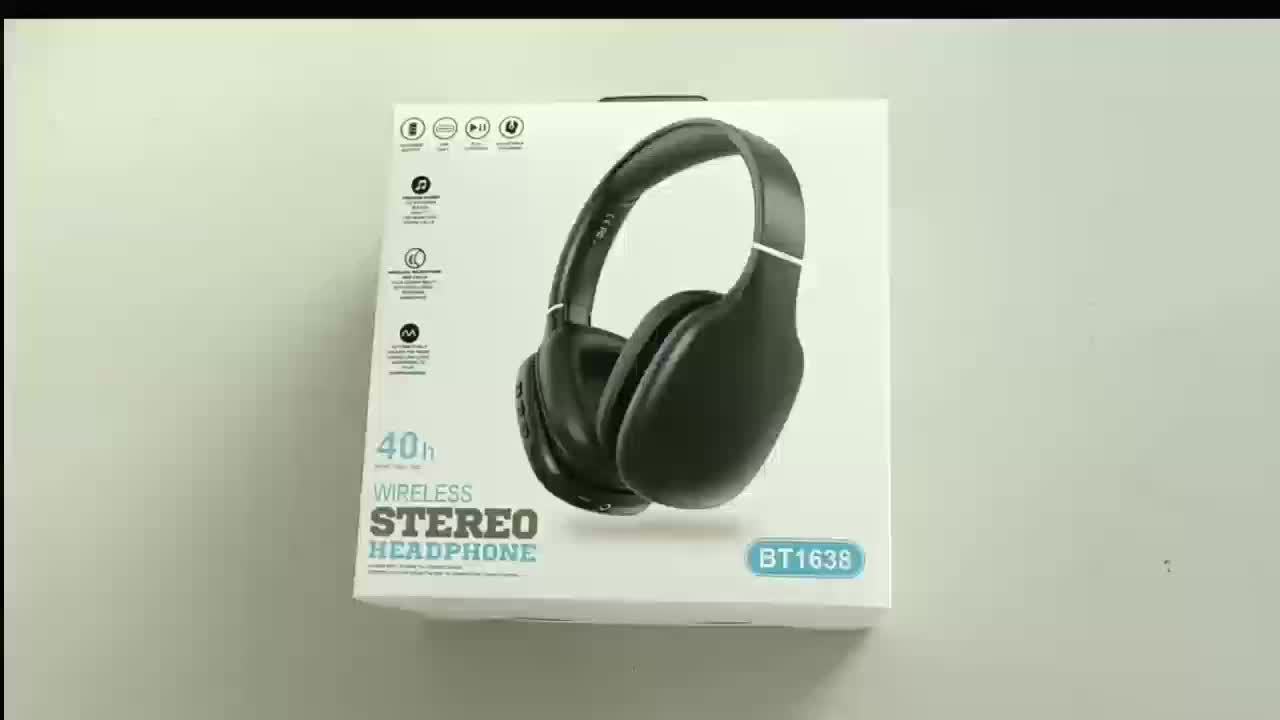 [Wireless Headset] HIRRES BT1638-5.4 Wireless Over-Ear Headset | Ultra-High Sound Quality, Comfortable Padded Design, Foldable, Built-in Mic for Gaming, Travel, Home Office, Gym - Ideal Holiday Gift