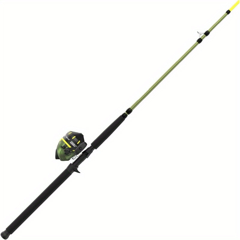 1-Piece Heavy-Duty Spincast Fishing Rod and Reel Combo with All-Metal Construction, Quick-Action Tip, Changeable Left/Right-Hand Retrieve - Large Heavy-Power Fast Action Rod for Saltwater, Freshwater, Bass, Pike, Trout, Salmo