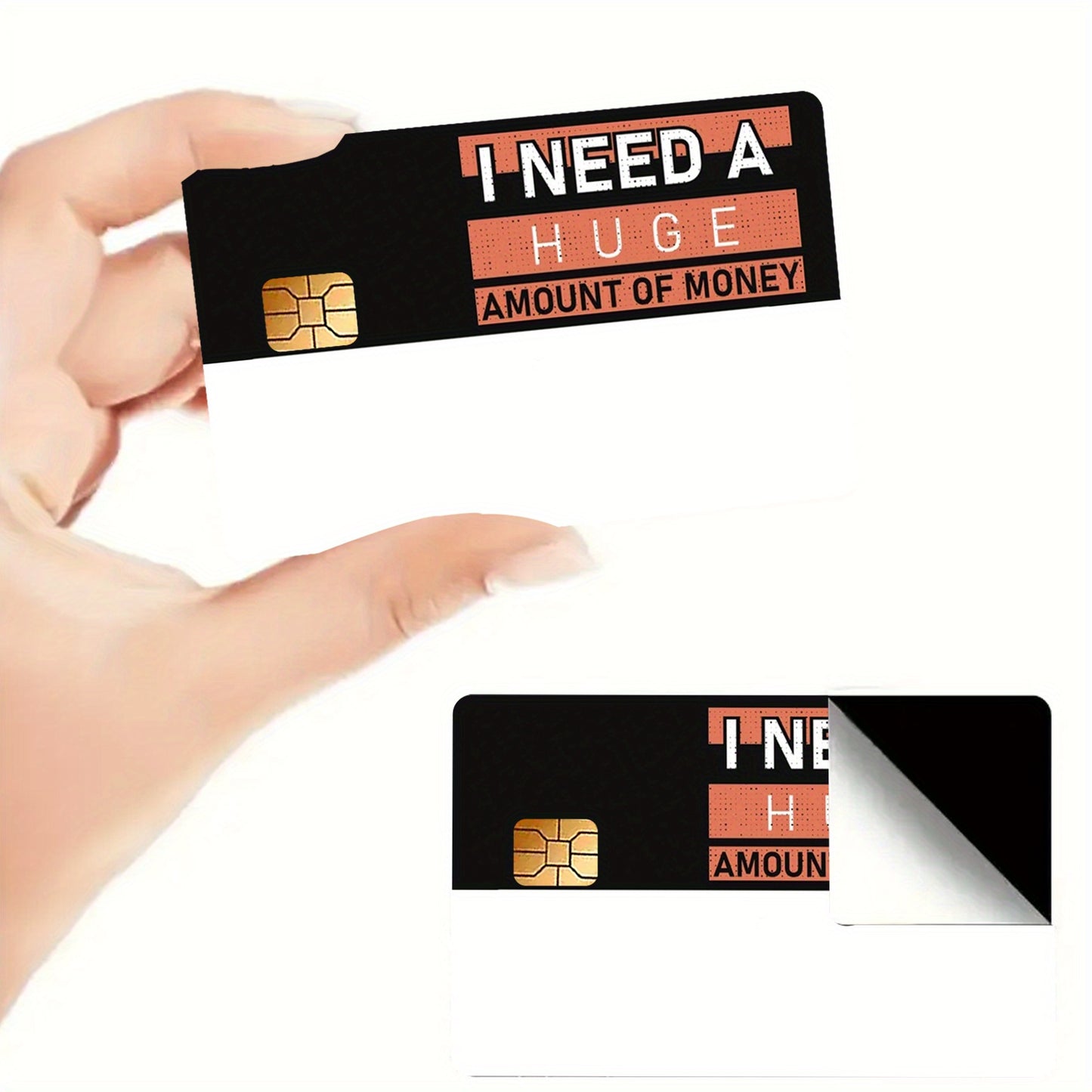 1 Set 2PS "I Need a Huge Amount of Money" Thickened Frosted Bus Card Credit Card Stickers Suitable for Credit Cards, Bank Cards, Debit Cards, Removable Self-Adhesive Decorative Card Stickers, Scratch-Resistant, Good Quality