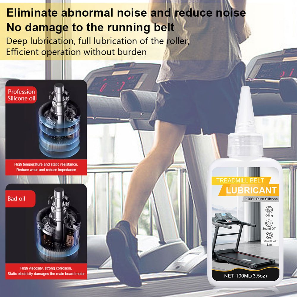 0.22lb or 0.44lb Treadmill Belt Lubricant with Applicator Tube & Gloves - 100% Silicone Oil, Odorless Non-Drip Formula, Reduces Friction & Noise, Fit for Treadmills, Gym Equipment Maintenance, Prolongs Belt Life