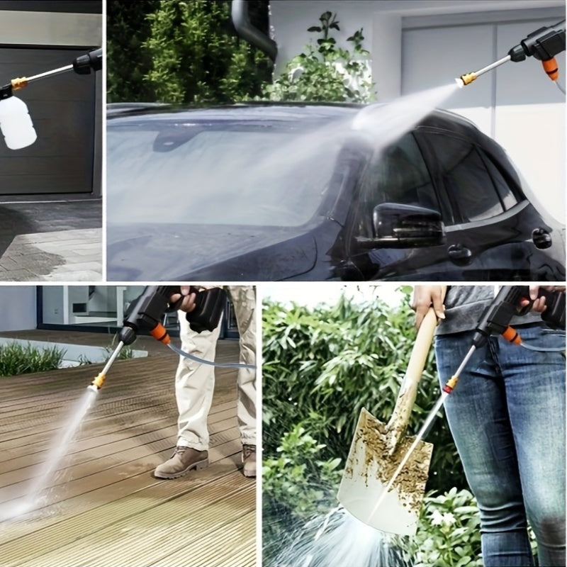 1 Wireless High Pressure Water Gun, Portable Cordless Car Washing Tool, Powerful Car Washing Tool, Garden Hose Nozzle, Multi-functional Watering Tool, Suitable for Home, Garden  Car  Elevator.., Power Washer, Portable Car Was