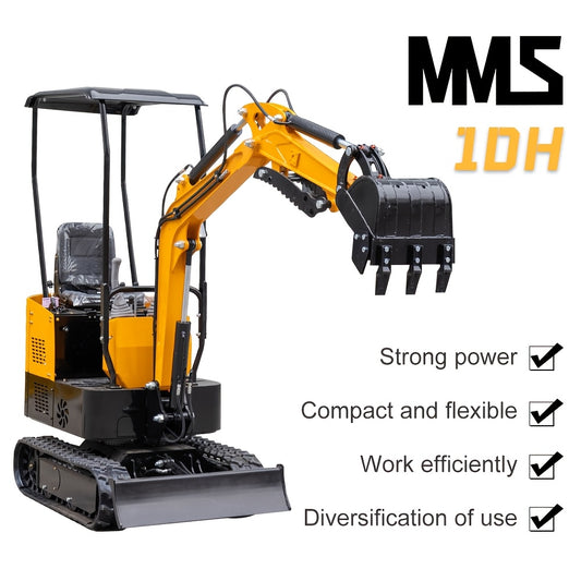1 Ton MMS MINI Excavator, Heavy-Duty Crawler Excavator With Bucket Thumb Clamp, 13.5 Hp Engine For Digging, 800mm Flat Bucket For Free.Trenching, Construction. Ideal For Farms, Gardens. Compact, Powerful, Easy To Operate. US