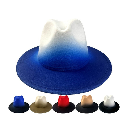 's Western Cowboy Hat - Wide Brim Gradient Blue/White/Navy/Dark Brown/Coffee Brown Felt, Funky Ombre Style for Rodeo, Country Music Festivals, Cowboy Parties - Durable & Hand Washable (No Feathers)
