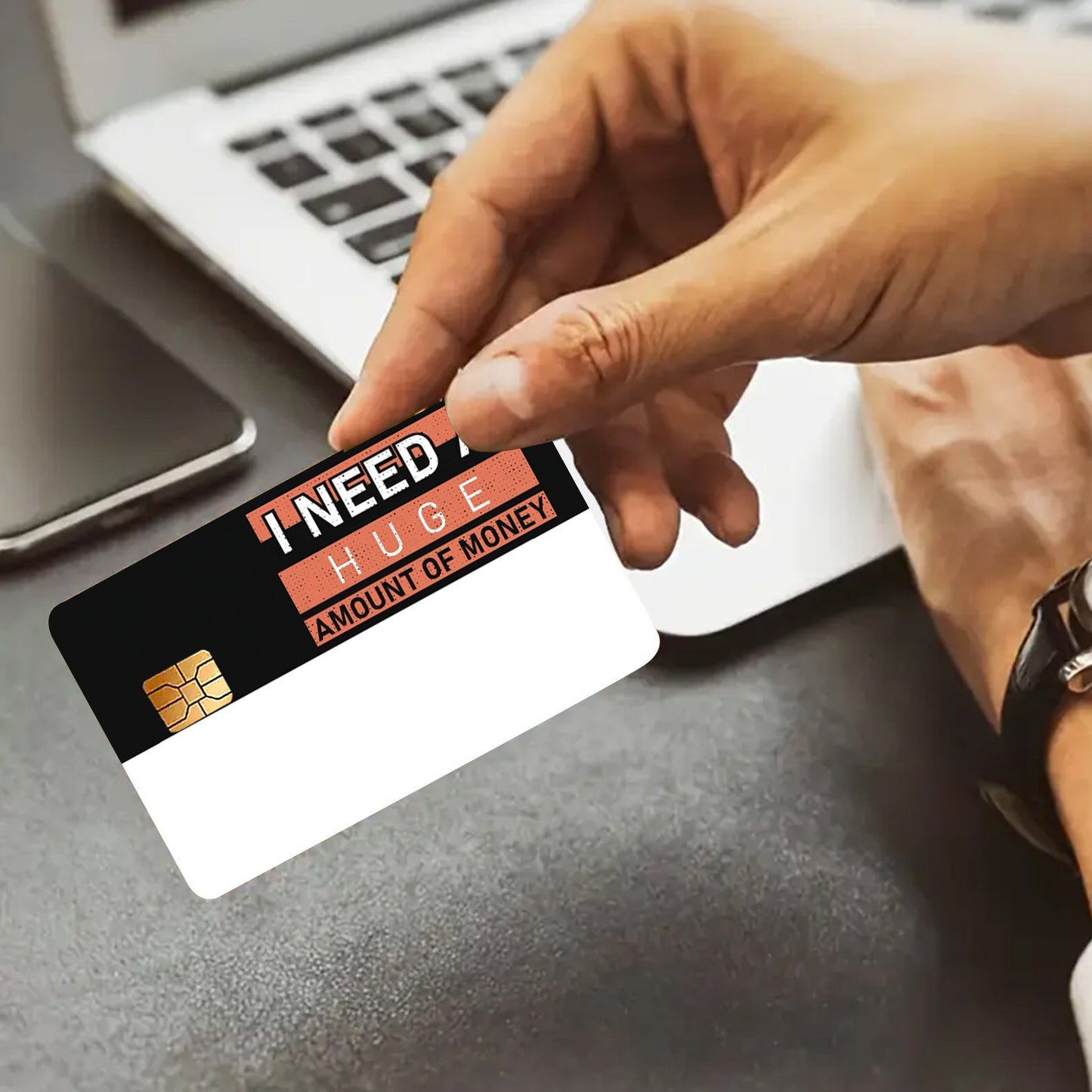 1 Set 2PS "I Need a Huge Amount of Money" Thickened Frosted Bus Card Credit Card Stickers Suitable for Credit Cards, Bank Cards, Debit Cards, Removable Self-Adhesive Decorative Card Stickers, Scratch-Resistant, Good Quality